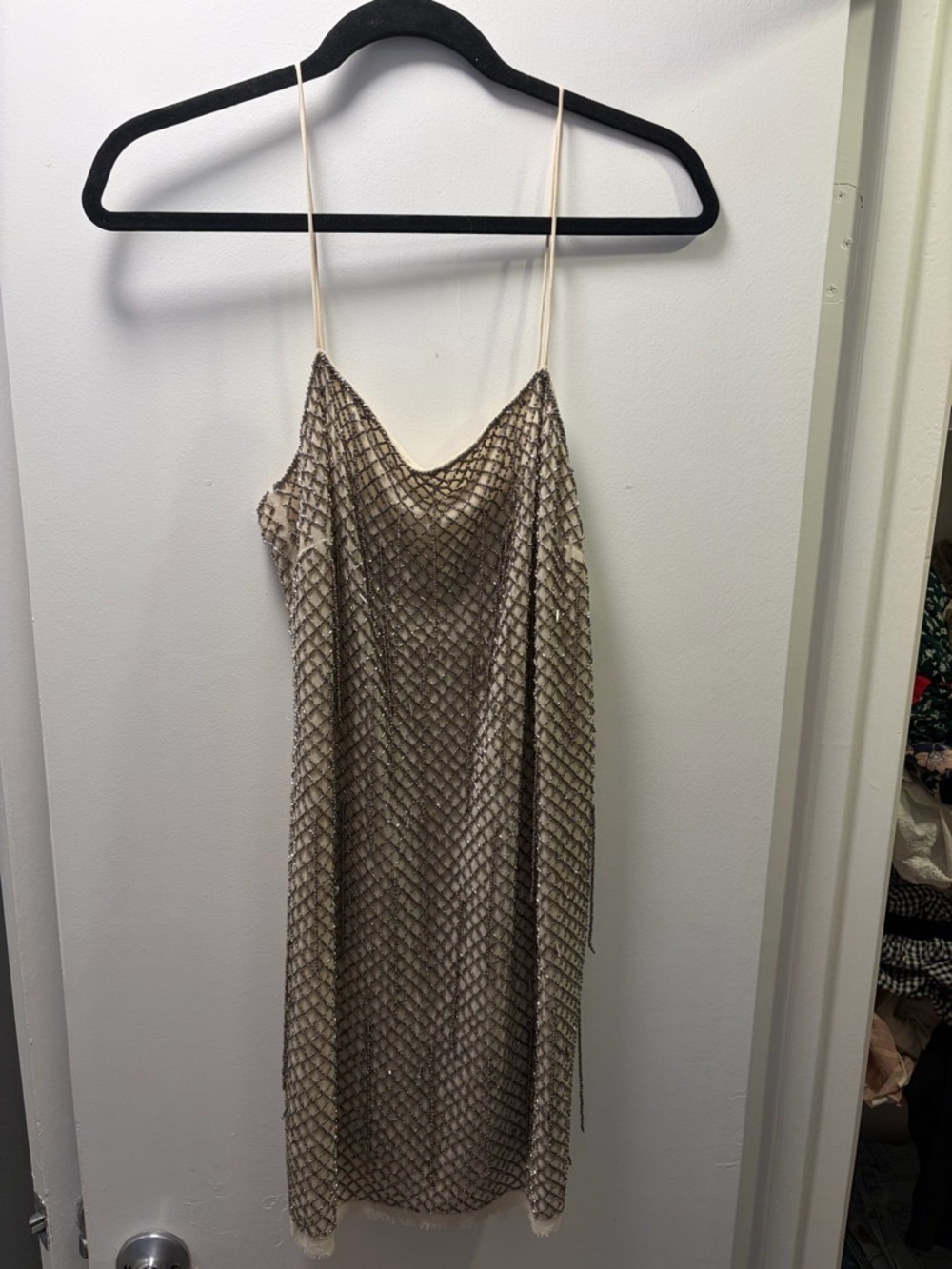 Zara ZW Collection Beaded Mini Dress — Metallic, Size M, NWT - Picture 3 of 5